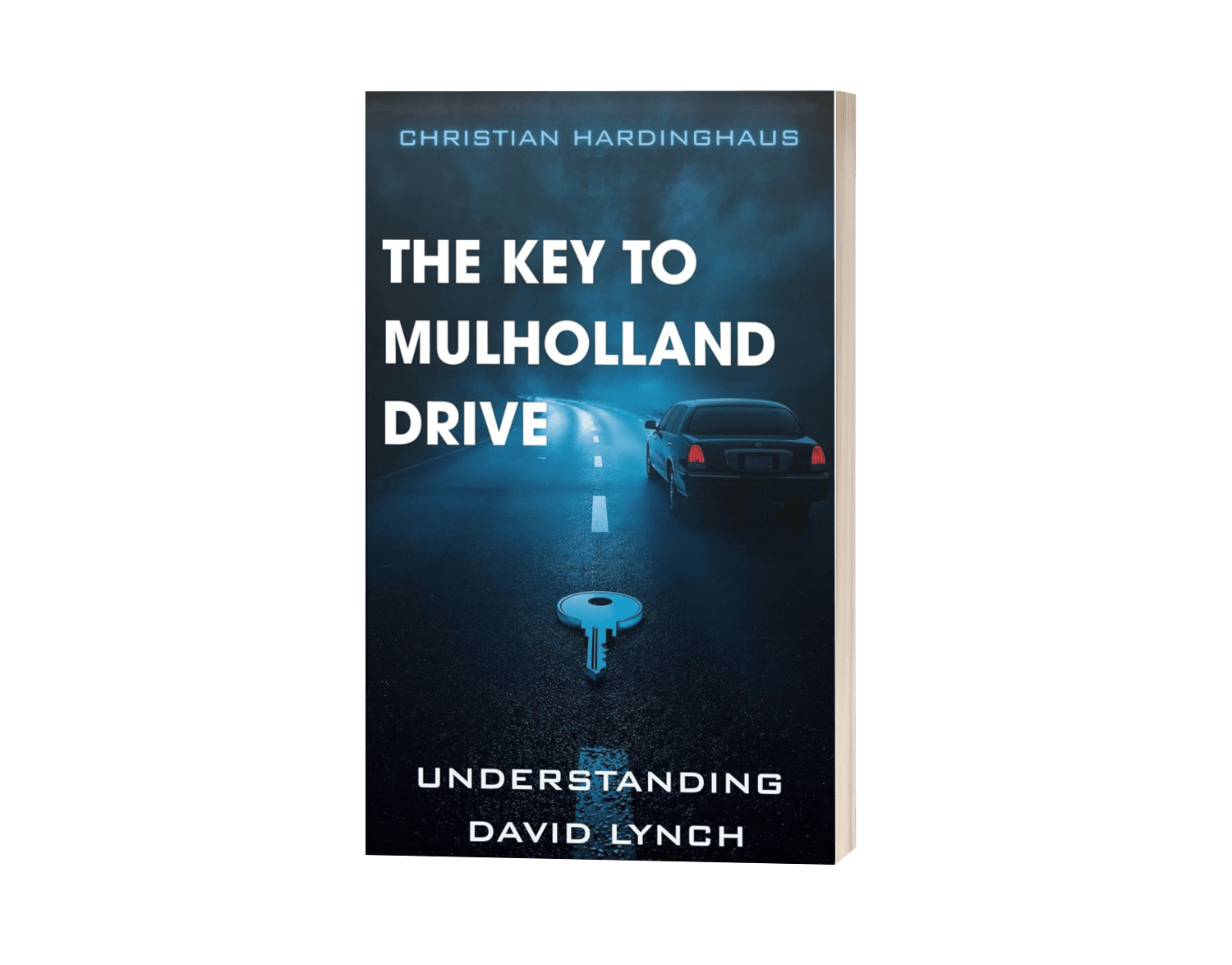 The Key to Mulholland Drive by Christian Hardinghaus — 3D book mockup for a film analysis of David Lynch and Mulholland Drive explained