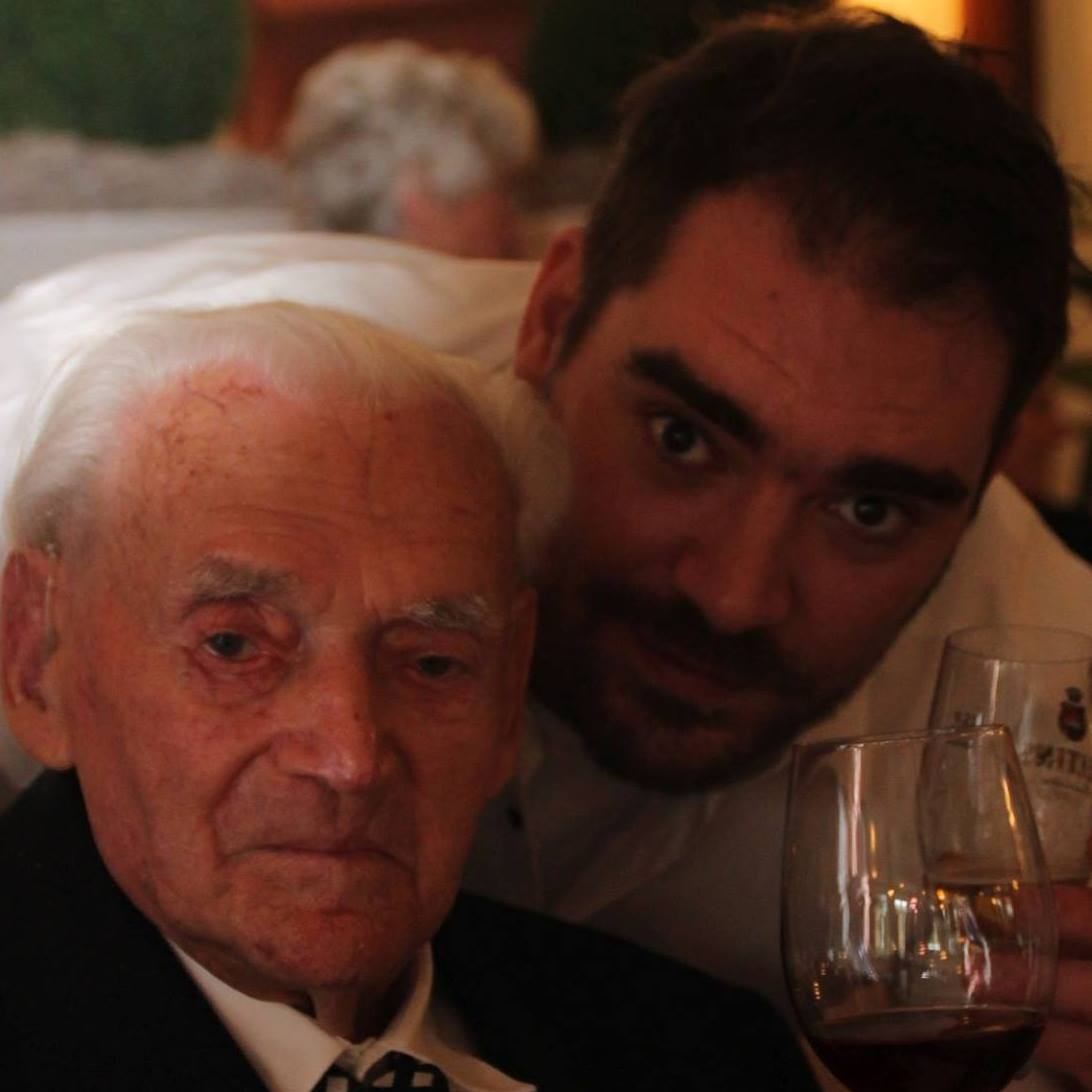 Christian Hardinghaus with his grandfather on his 100th birthday