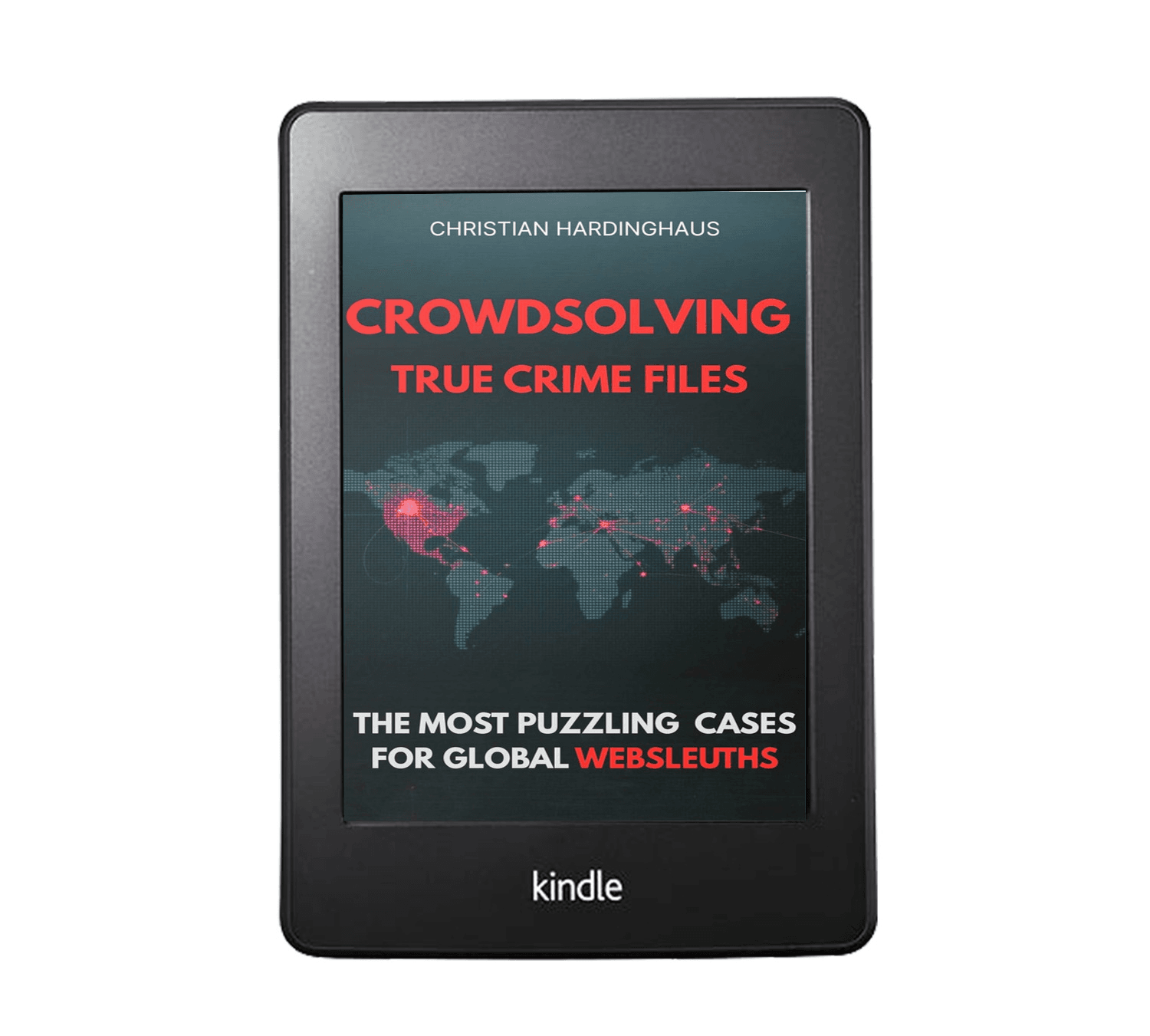 Crowdsolving True Crime Files Kindle eBook mockup for a guide to true crime psychology and global websleuthing
