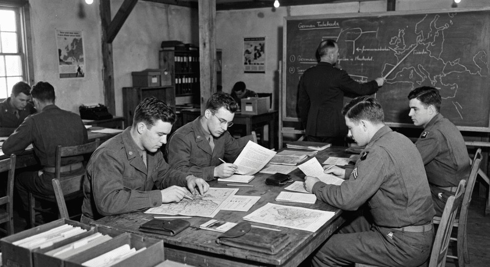 Camp Ritchie WWII training camp with German emigrants and Jewish refugees at Military Intelligence Training Center. Symbol Picture