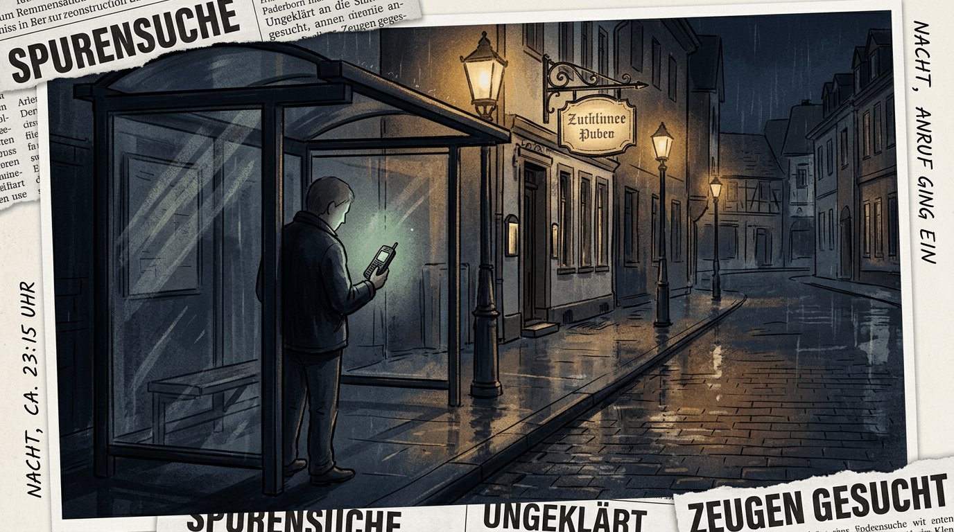 Editorial-Illustration zum Fokus Keyword Frauke Liebs mit nächtlicher Straße in Paderborn und symbolischem Mobiltelefon