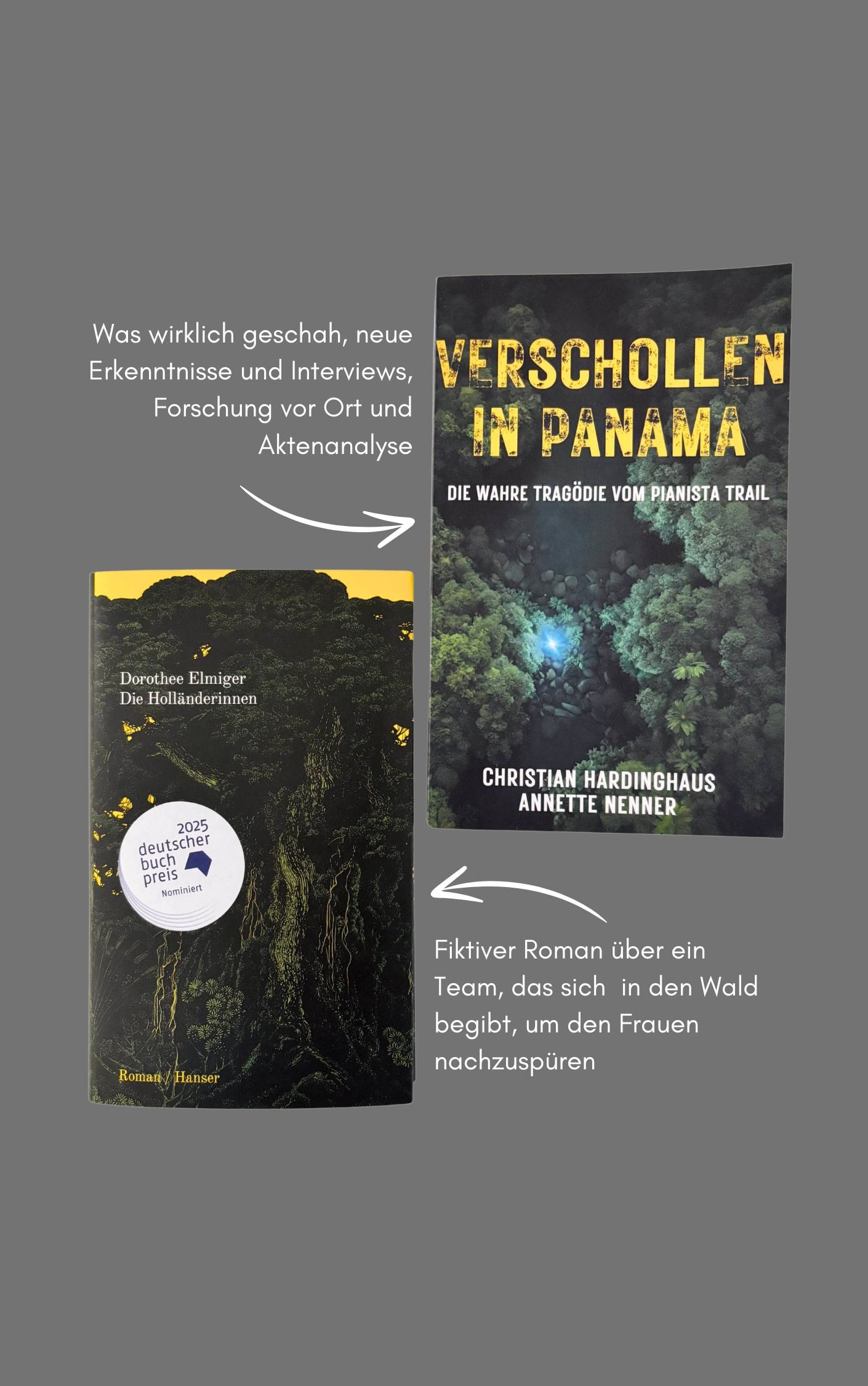 Buchcover von Die Holländerinnen und Verschollen in Panama nebeneinander